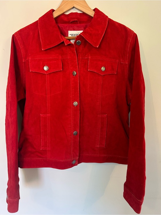 Northern Reflections Jackets & Blazers - Vintage Northern Reflections Red Suede Leather Women's Jacket 1990s 2000s
